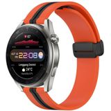 Voor Huawei Watch 3 Pro Nieuwe 22 mm opvouwbare magnetische sluiting siliconen horlogeband (oranje + zwart)