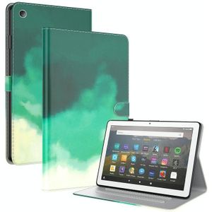 Voor Amazon Fire HD 8 2018/2017/2016 / 2010/2017/2016/2015 Aquarel patroon huid voelt magnetische horizontale flip pu lederen tas met houder & kaart slots en fotolijst & slaap / waakfunctie (cyaan groen)