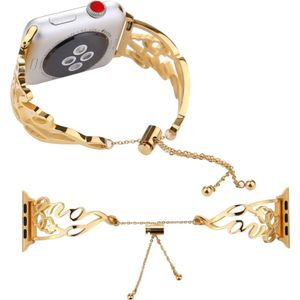 HOU van gevormde armband roestvrij stalen horlogeband voor Apple Watch serie 3 & 2 & 1 38mm (goud)