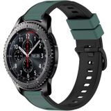 Voor Samsung Gear S3 Frontier 22 mm tweekleurige siliconen horlogeband (olijfgroen + zwart)