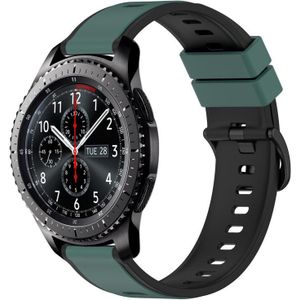 Voor Samsung Gear S3 Frontier 22 mm tweekleurige siliconen horlogeband (olijfgroen + zwart)