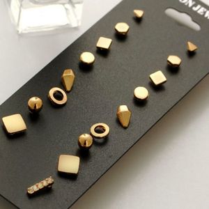 9 paar Sets geassorteerde meerdere Stud Earings sieraden Set met kaart voor vrouwen en Girls(Gold)