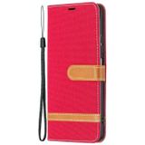 Voor Xiaomi Mi 11i / Poco F3 / Redmi K40 Kleur Matching Denim Textuur Horizontale Flip Lederen Case met Houder & Card Slots & Portemonnee &Amp; Lanyard (Rood)
