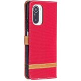 Voor Xiaomi Mi 11i / Poco F3 / Redmi K40 Kleur Matching Denim Textuur Horizontale Flip Lederen Case met Houder & Card Slots & Portemonnee &Amp; Lanyard (Rood)