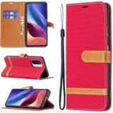 Voor Xiaomi Mi 11i / Poco F3 / Redmi K40 Kleur Matching Denim Textuur Horizontale Flip Lederen Case met Houder & Card Slots & Portemonnee &Amp; Lanyard (Rood)