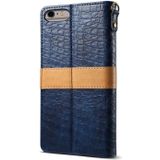 Splicing kleur krokodil textuur PU horizontale Flip lederen case voor iPhone 6 plus/6s Plus  met portemonnee & houder & kaartsleuven & Lanyard (blauw)