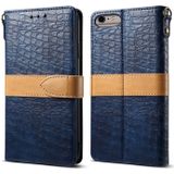 Splicing kleur krokodil textuur PU horizontale Flip lederen case voor iPhone 6 plus/6s Plus  met portemonnee & houder & kaartsleuven & Lanyard (blauw)