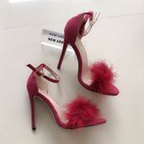 Pluche peep-toe hoge hakken  grootte: 37 (wijn rood)