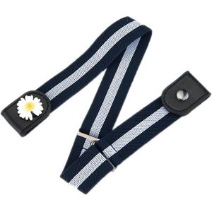 6 stks jeans niet-markerende onzichtbare elastische canvas luie riem (blauw wit blauwe strepen Daisy)