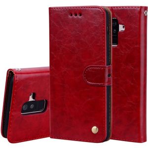 Business stijl olie Wax textuur horizontale Flip lederen case voor Galaxy A6 plus (2018)  met houder & kaartsleuven & portemonnee (rood)