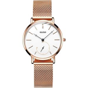 OLEVS 5190 Dames Waterdicht Ultra-dunne Small Dial Quartz Watch (Rose Gold + Wit)