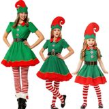 Kerst Groen Elf Cosplay Kostuum Chris Kerstman Kostuum Set  Maat: 80cm (Vrouw)