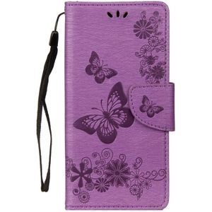 Voor Galaxy S9 PLUS Vintage relif bloemen vlinder patroon horizontale Flip lederen draagtas met kaartslot & houder & portemonnee & Lanyard(Purple)