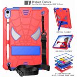 Voor iPad 10e Gen 10.9 2022 Spider Texture Silicone Hybrid PC Tablet Case met schouderriem (rood + blauw)