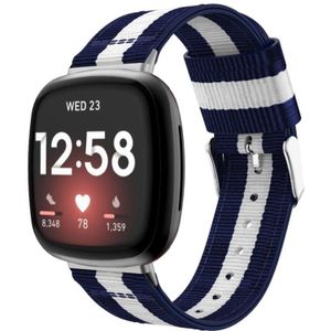 Voor Fitbit Versa 4 / Sense 2 Universele streep nylon horlogeband (blauw wit blauw)