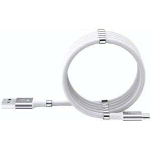 ROCK 2A Type-C / USB-C Siliconen Magnetische oplaaddatakabel  lengte: 1.8m (wit)
