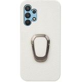 Voor Samsung Galaxy A32 4G Ring Houder Litchi Textuur Lederen Telefoon Case (Wit)