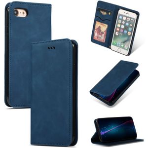 Retro huid voelen Business magnetische horizontale Flip lederen case voor iPhone 8/7 (marineblauw)