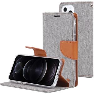 GOOSPERY CANVAS DIARY Canvas Texture Horizontal Flip PU Leather Case with Holder & Card Slots & Wallet For iPhone 13 Pro Max(Grey)