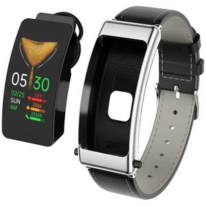 K50 1 08 inch leren band oortelefoon afneembaar IP67 waterdicht smartwatch ondersteuning Bluetooth-oproep (zwart zilver)