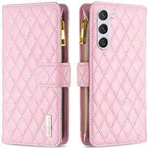 Voor Samsung Galaxy S23 5G Diamond Lattice Zipper Wallet Leather Flip Phone Case