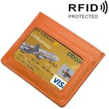 Koeienhuid leren Litchi textuur Open Type effen kleur kaart houder RFID blokkeren kaart Bag beschermende Case(Orange)