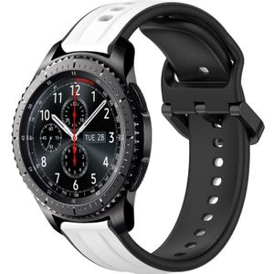 Voor Samsung Gear S3 Frontier 22 mm bolle lus tweekleurige siliconen horlogeband (wit + zwart)