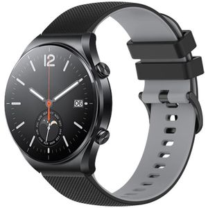 Voor Xiaomi Watch S1 22 mm geruite tweekleurige siliconen horlogeband (zwart + grijs)