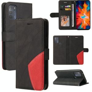 Voor Motorola Moto G50 Dual-Color Splicing Horizontale Flip PU Lederen Case met Houder & Card Slots & Portemonnee (Zwart)