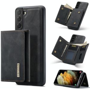 For Samsung Galaxy S21 FE DG.MING M1 Series 3-Fold Multi Card Wallet + Magnetic Back Cover Shockproof Case with Holder Function(Black)