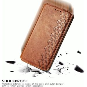 For One Plus Nord Cubic Grid Pressed Horizontal Flip Magnetic PU Leather Case with Holder & Card Slots & Wallet(Brown)