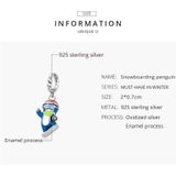 S925 Sterling Silver Ski Pingun Hanger DIY Armband Ketting Accessoires