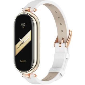Voor Xiaomi Mi Band 8 Mijobs eerste laag koeienhuid horlogeband (wit roze goud)