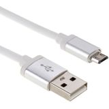 Netto stijl metalen kop micro USB naar USB 2 0 data/oplader kabel voor Galaxy S6/S6 Edge/S6 Edge +/Note 5 Edge  HTC  Sony  lengte: 25cm (wit)