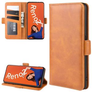 Voor OPPO RENO2 Wallet stand lederen mobiele telefoon geval met portemonnee & houder & kaartsleuven (geel)