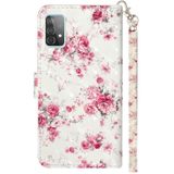 Voor Samsung Galaxy A52 5G 3D Patroon Horizontale Flip PU Lederen Case met Houder & Card Slots > Portemonnee (Rose Flower)