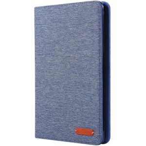 Voor iPad Mini 4/3/2/1 doek Teature horizontale Flip PU lederen draagtas met met houder & kaartsleuven (Deep Blue)