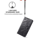 Voor iPhone SE 2020 Butterfly Love Flower Embossed Horizontale Flip Lederen Case met beugel / kaartslot / Portemonnee / Lanyard(Zwart)