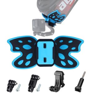 Butterfly Helmet Mount Adapter with 3-Way Pivot Arm & J-Hook Buckle & Long Screw for GoPro HERO10 Black / HERO9 Black / HERO8 Black /7 /6 /5 /5 Session /4 Session /4 /3+ /3 /2 /1  DJI Osmo Action  Xiaoyi and Other Action Cameras (Blue)