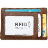 KB80 Antimagnetisch RFID Crazy Horse textuur olie Wax lederen kaarthouder portemonnee Billfold voor mannen en vrouwen (geel-bruin)