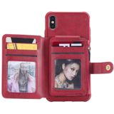 Voor iPhone XS Max Zipper Shockproof Protective Case met Kaartslots & Beugel & Fotohouder & Wallet Functie(Rood)