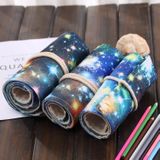 48 slots" kosmische Galaxy Print Pen tas Canvas potlood Wrap gordijn oprollen potlood kast briefpapier Pouch"