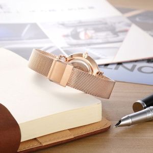 CAGARNY 6872 ronde wijzerplaat eenvoudige nagel schaal Fashion vrouwen Quartz beweging horloge met roestvrij stalen Band (goud + zwart)