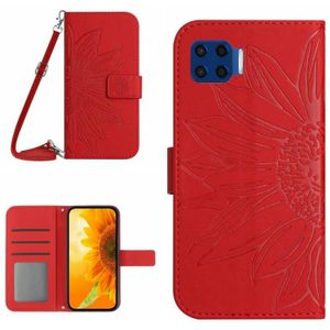 For Motorola Moto G 5G Plus Skin Feel Sun Flower Pattern Flip Leather Phone Case with Lanyard(Red)
