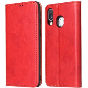 Dermis textuur PU + TPU horizontale Flip lederen draagtas met houder & kaartsleuven & portemonnee voor Galaxy A40 (rood)