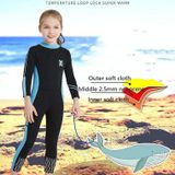 DIVE&SAIL 2 5mm Kinderduikpak Een stuk warm snorkelpak Drifting Sunscreen Zwempak  Maat: XXL(Zwart Blauw)