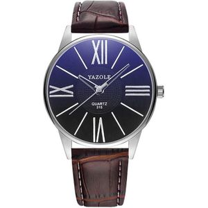 Yazole 315 Eenvoudige grote dial waterdichte sportkwarts horloge (zwart+bruin)