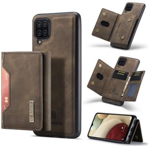 For Samsung Galaxy A12 5G DG.MING M2 Series 3-Fold Multi Card Bag + Magnetic Back Cover Shockproof Case with Wallet & Holder Function(Coffee)