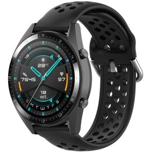 Voor Huawei Watch GT 46mm / 42mm / GT2 46mm 22mm Clasp Solid Color Sport Polsband Watchband (Zwart)
