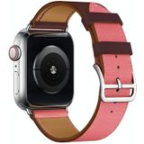 Twee kleuren enkele lus lederen polsband horlogebandje voor Apple horloge serie 3 & 2 & 1 42mm  kleur: roze + wijnrood